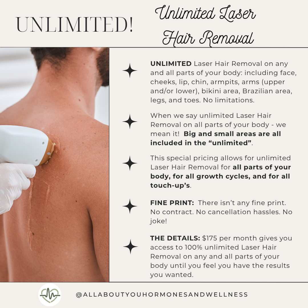 Laser Hair Removal | Twin Falls, ID | All About You Hormones and Wellness, image size:1080x1080