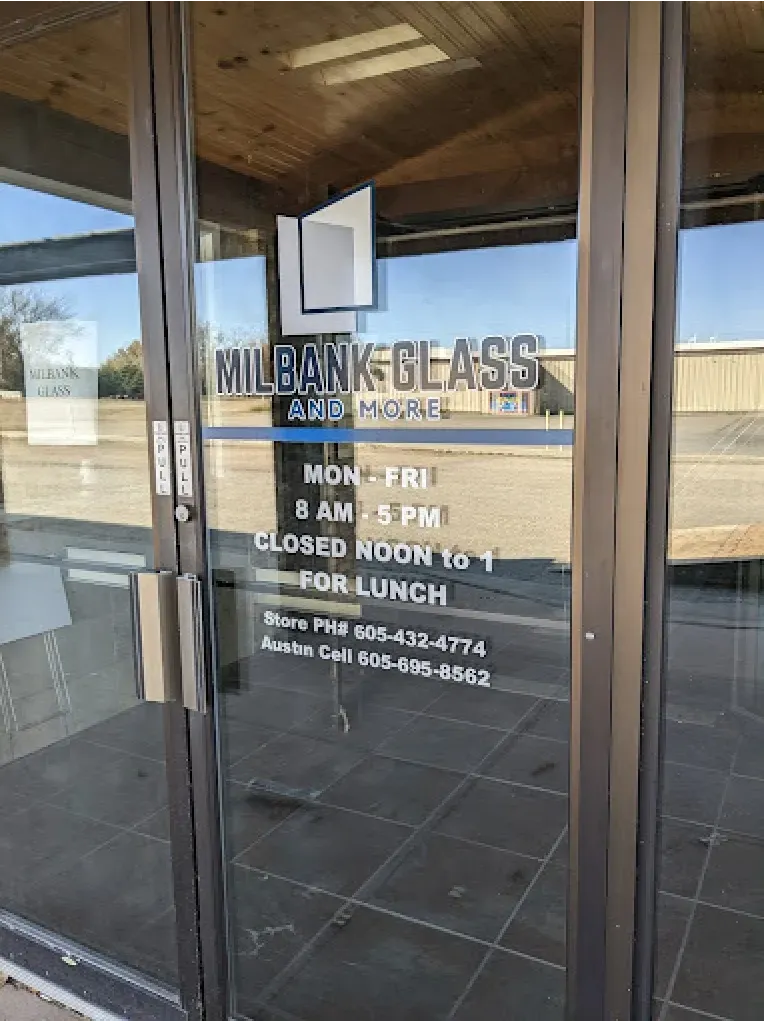 Glass storefront with 