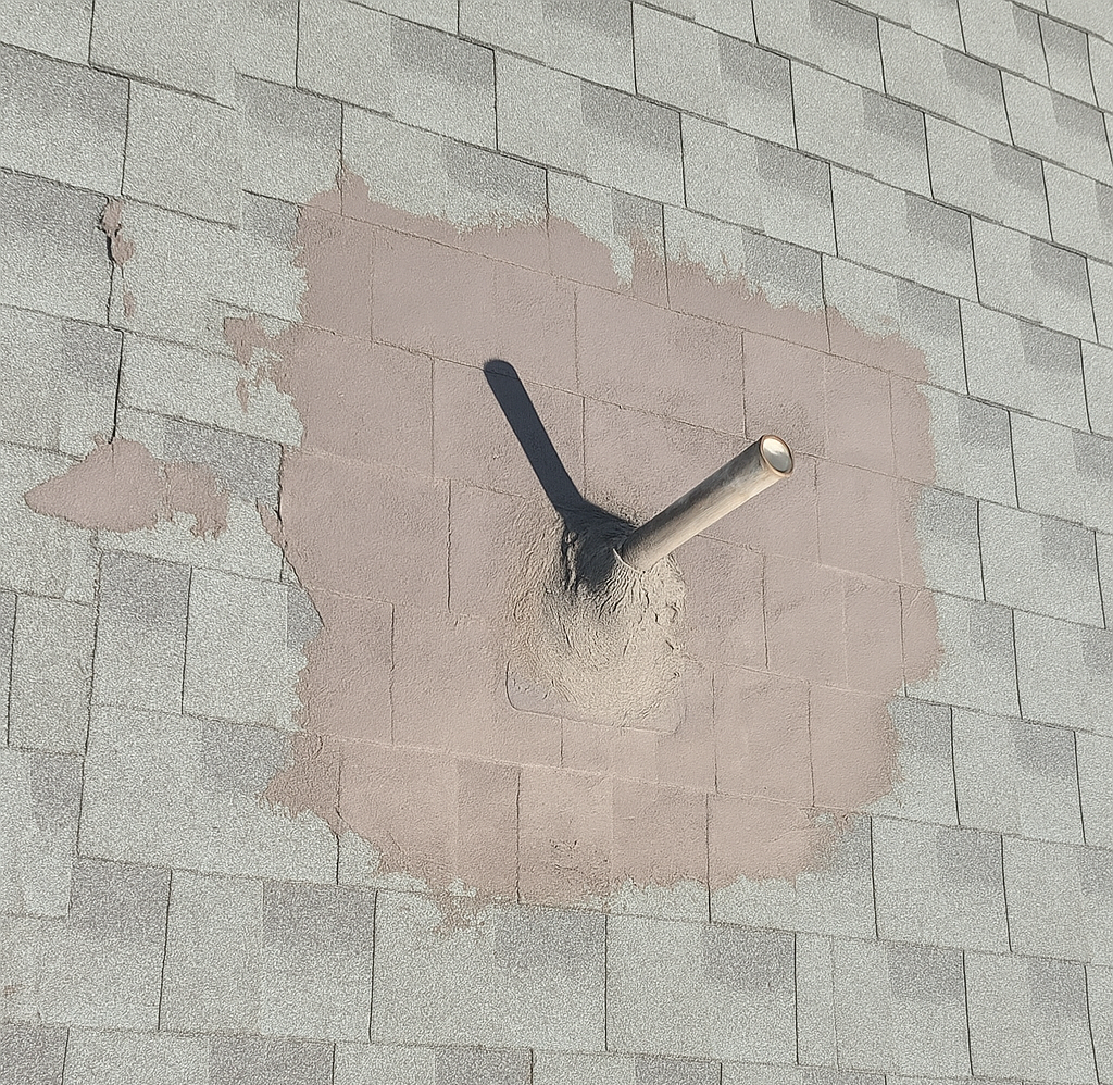 A brick wall with a hole in it that looks like a clock