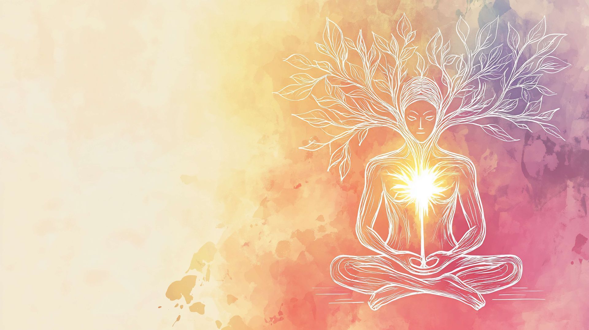Artistic illustration of a meditating figure with a glowing tree growing from their body, symbolizing healing, growth, and nervous system restoration
