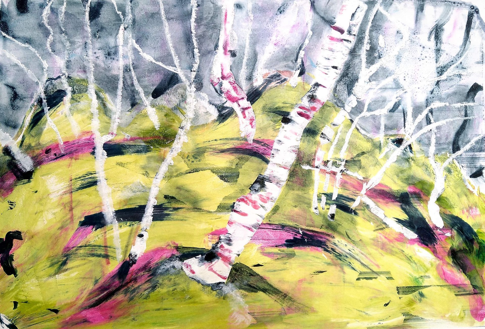 birch trees, scottish rainforest, anna violet illustrator,