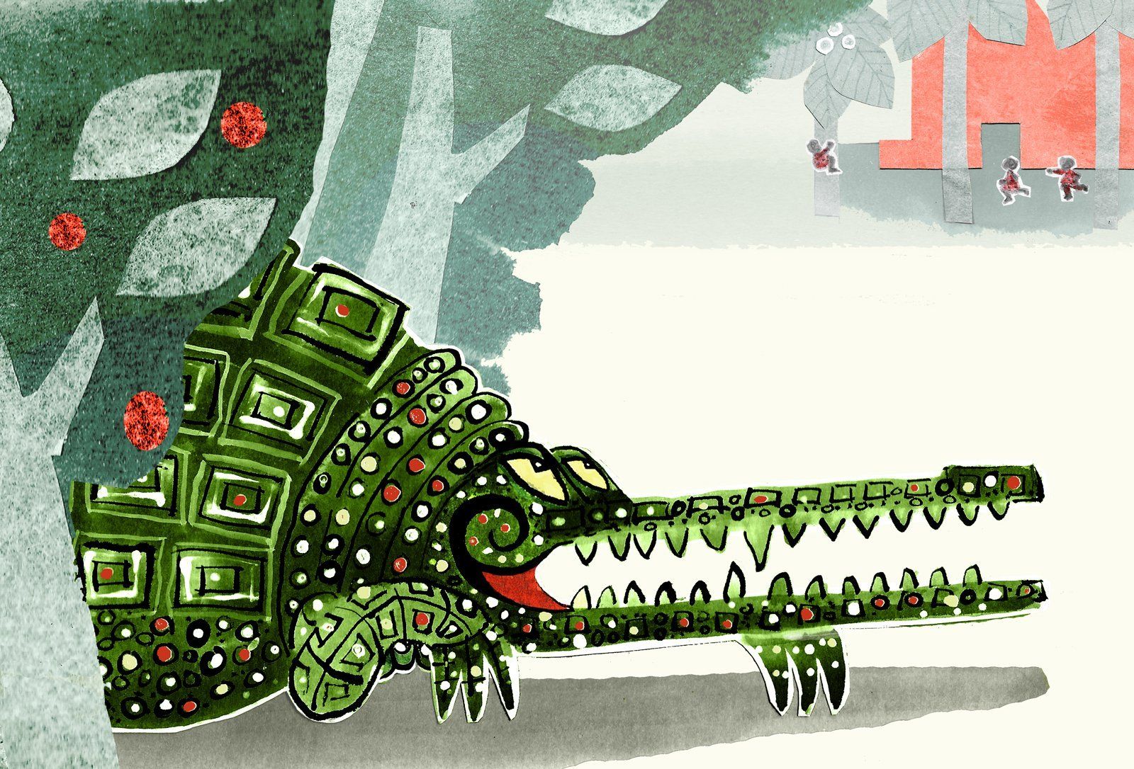 children's book, Roald Dahl, crocodile, inky, collage