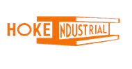 Orange logo for Hoke Industrial, with text overlapping a stylized "H" shape.