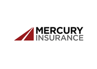 Mercury Insurance logo: red geometric shape next to black 