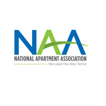 National Apartment Association logo with blue and green stylized letters and tagline “We Lead the Way Home”