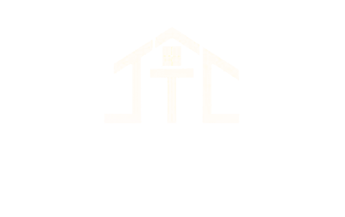 Off-white house outline with a cross in the center.