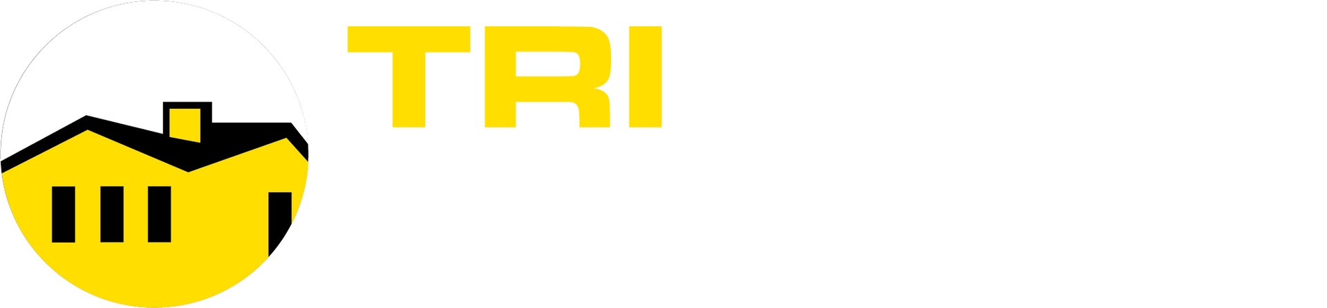 A yellow and white logo with the word tri state roofing inc on a black background.