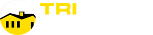 A yellow and white logo with the word tri state roofing inc on a black background.