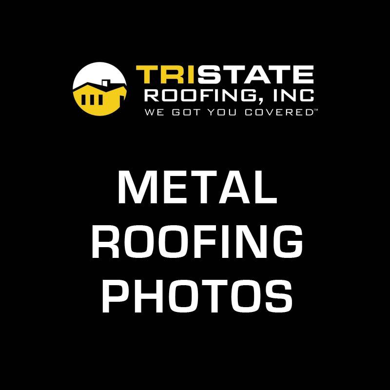 A black background with the words `` metal roofing photos '' on it.
