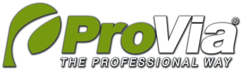 A green and white logo for prova the professional way