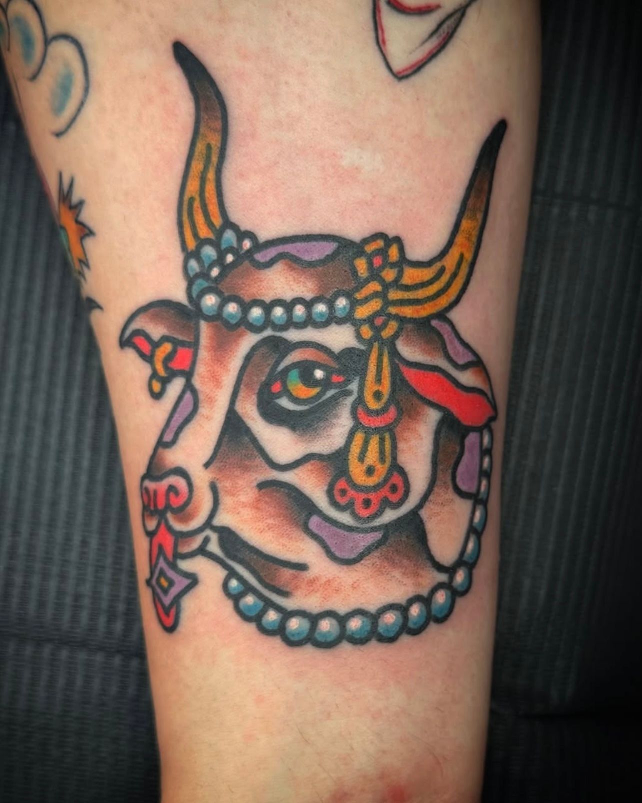 Traditional-sacred+-cow-tattoo-best-tattoo-shop-Wahiawa-flash-tattoo-walk-in-tattoo-shop-near-me-Wahiawa-American-made-tattoo