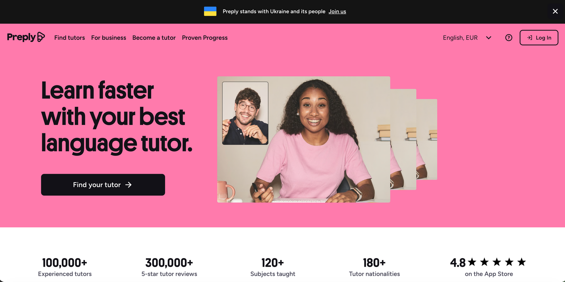 Preply Homepage.: Learn faster with your best language tutor