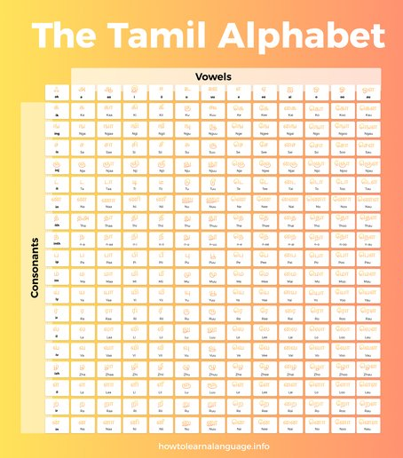 Tamil Alphabet Chart - Vowels and Consonants