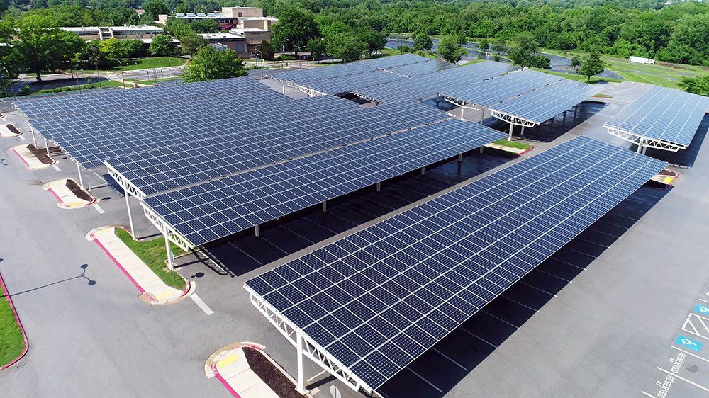 solar panels on parking lot canopies