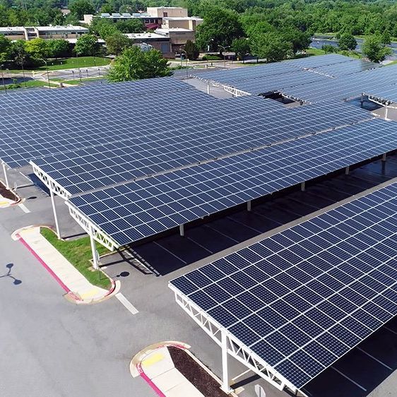 solar panels on parking lot canopies