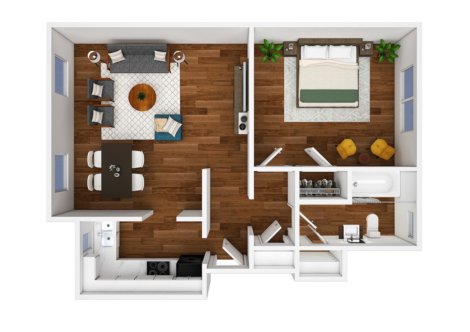 1 BED, 1 BATH Floor Plan