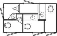 Floor plan of mobile toilet — Callao, VA — W.C. Lowery, Inc