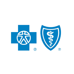 A blue cross and a blue shield with a caduceus on it