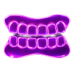 Purple glowing set of dentures.