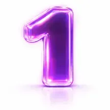 Purple, glowing number one.