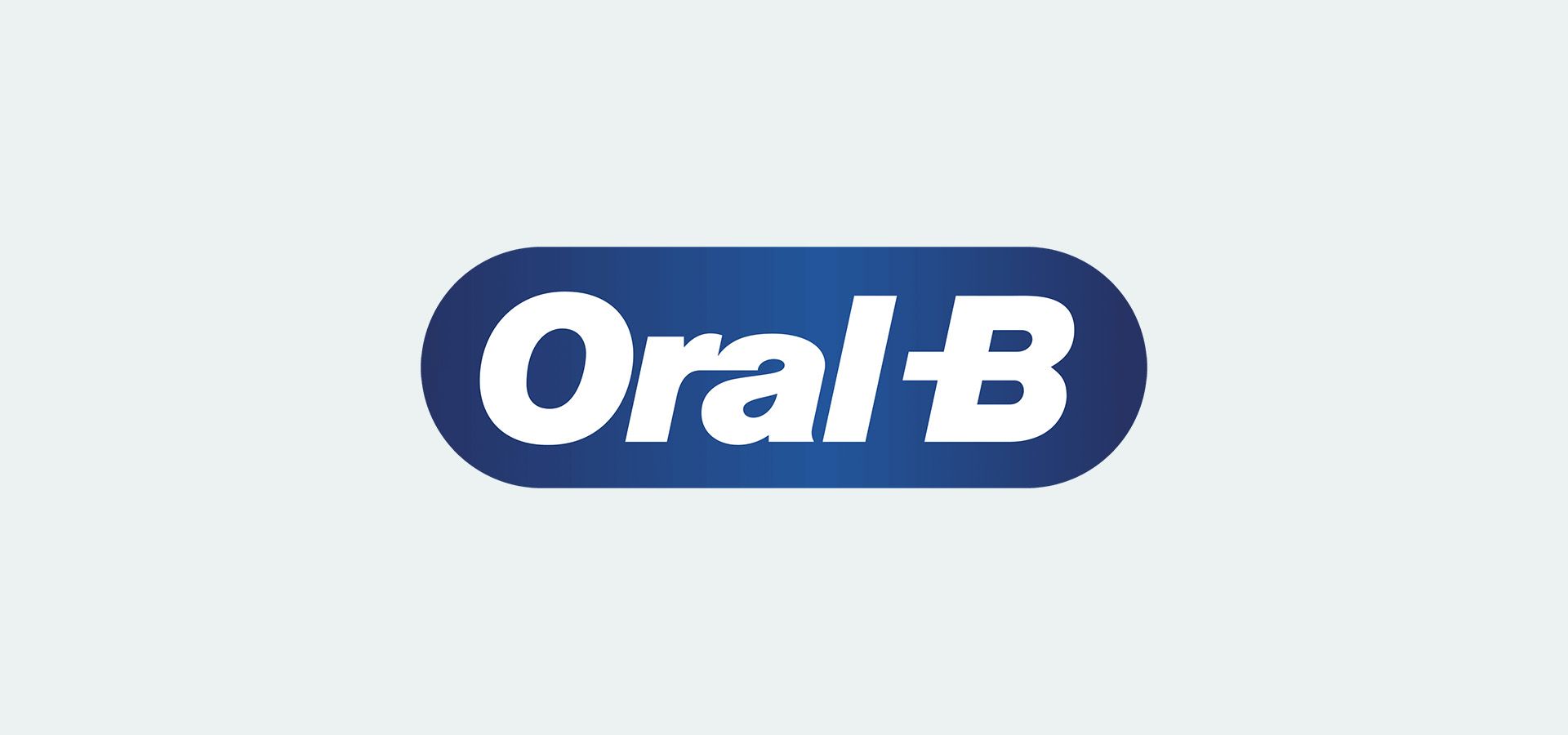 A blue and white oral b logo on a white background