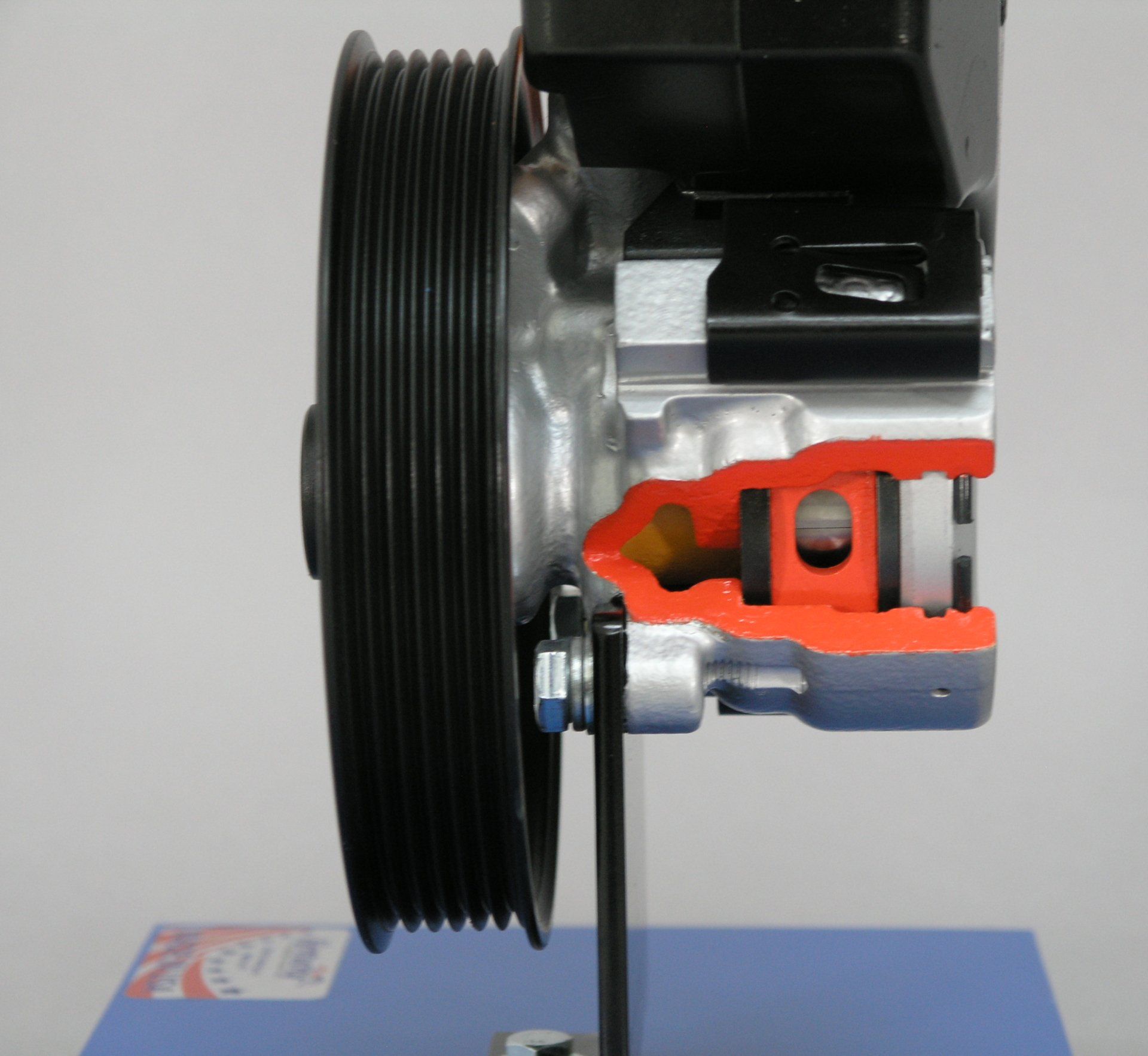 A model of a power steering pump cut in half