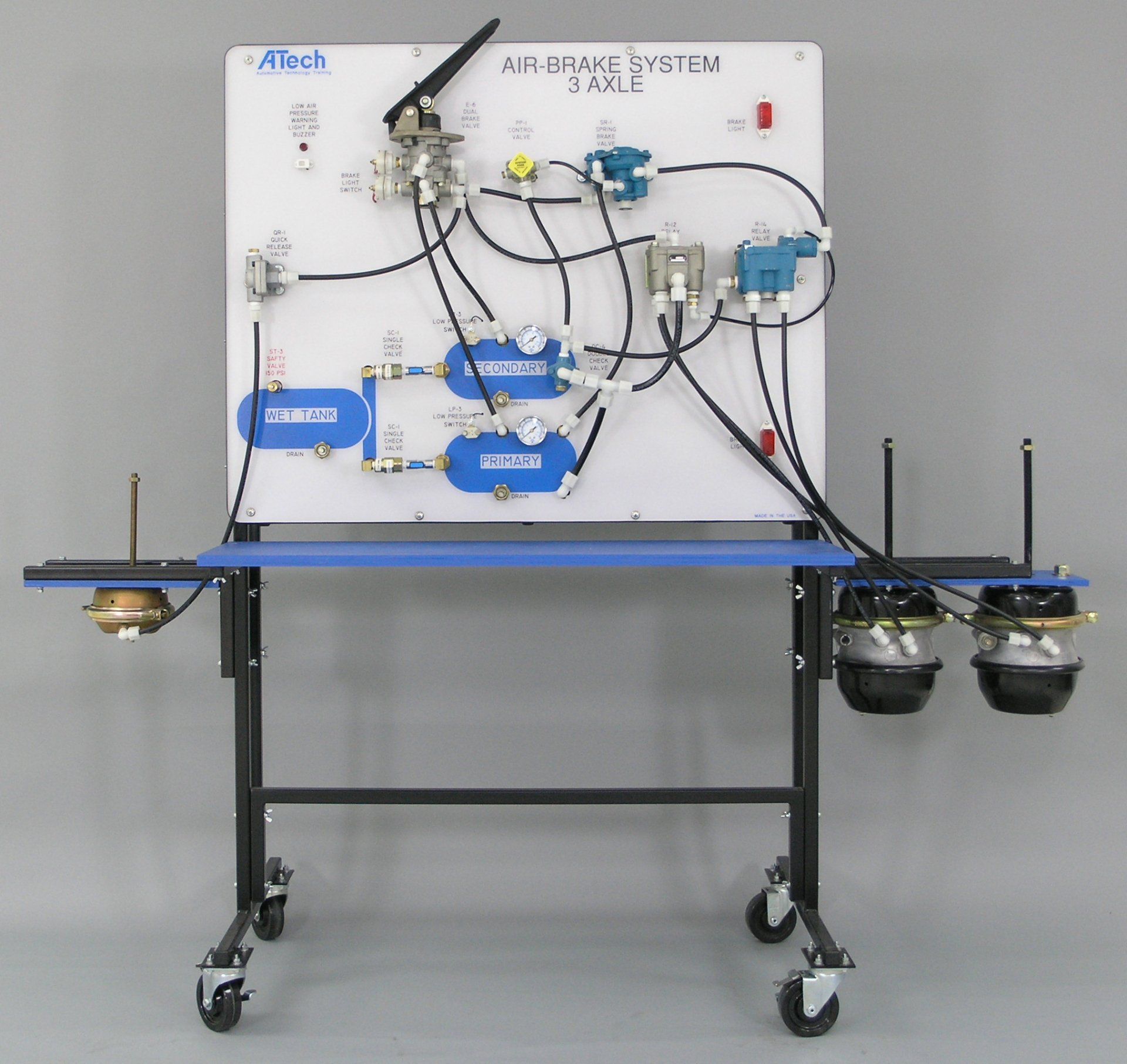 A white board that says air brake system on it