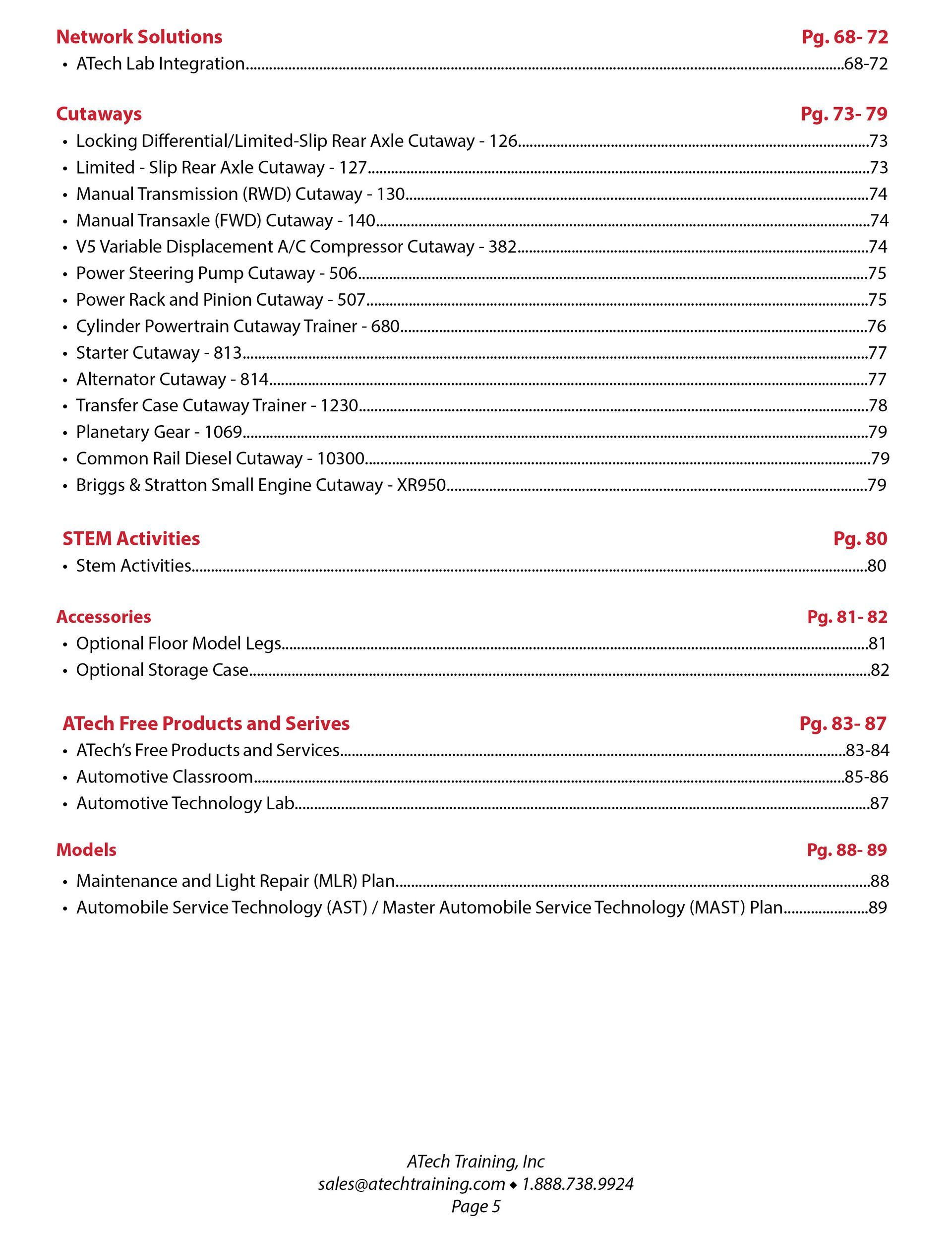Catalog of ATech Training Products