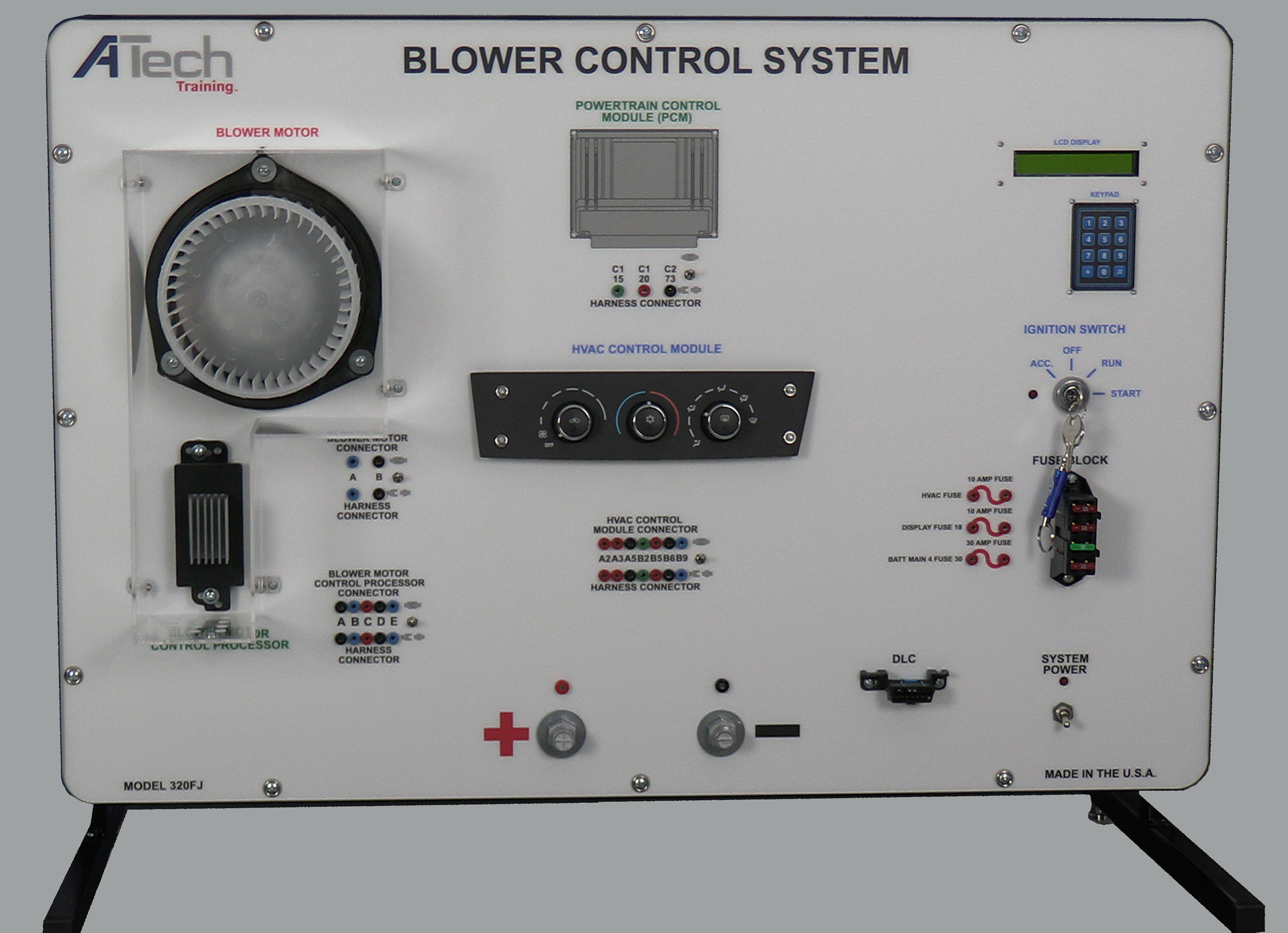 A tech blower control system is displayed on a white board