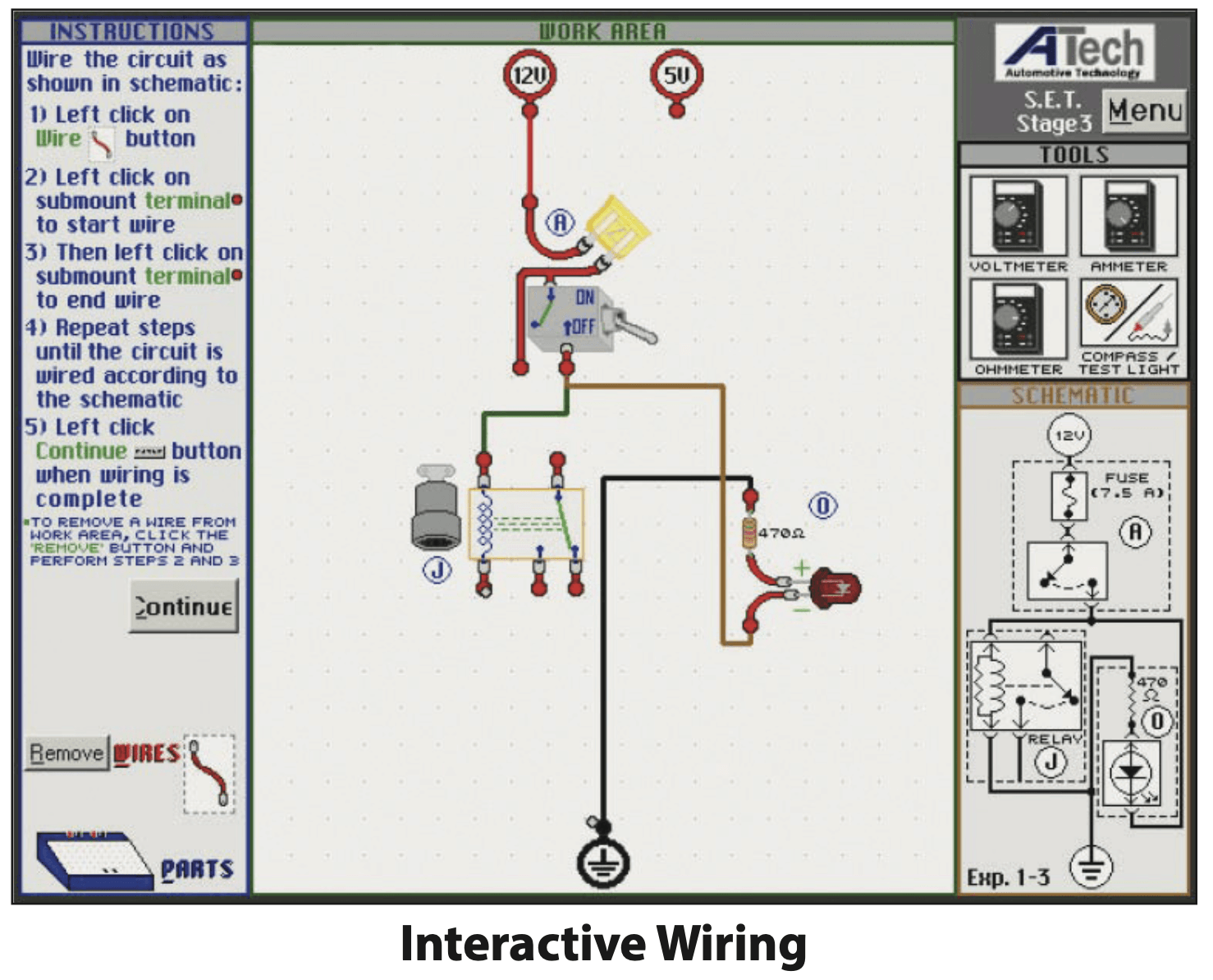 A computer screen showing an interactive wiring diagram