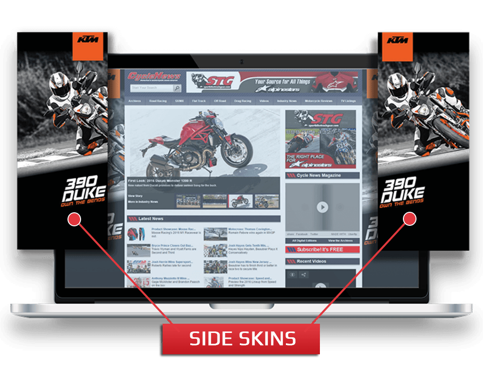 CycleNews Side Skins Advertising Options | CycleNews America's Motorcycle News Source
