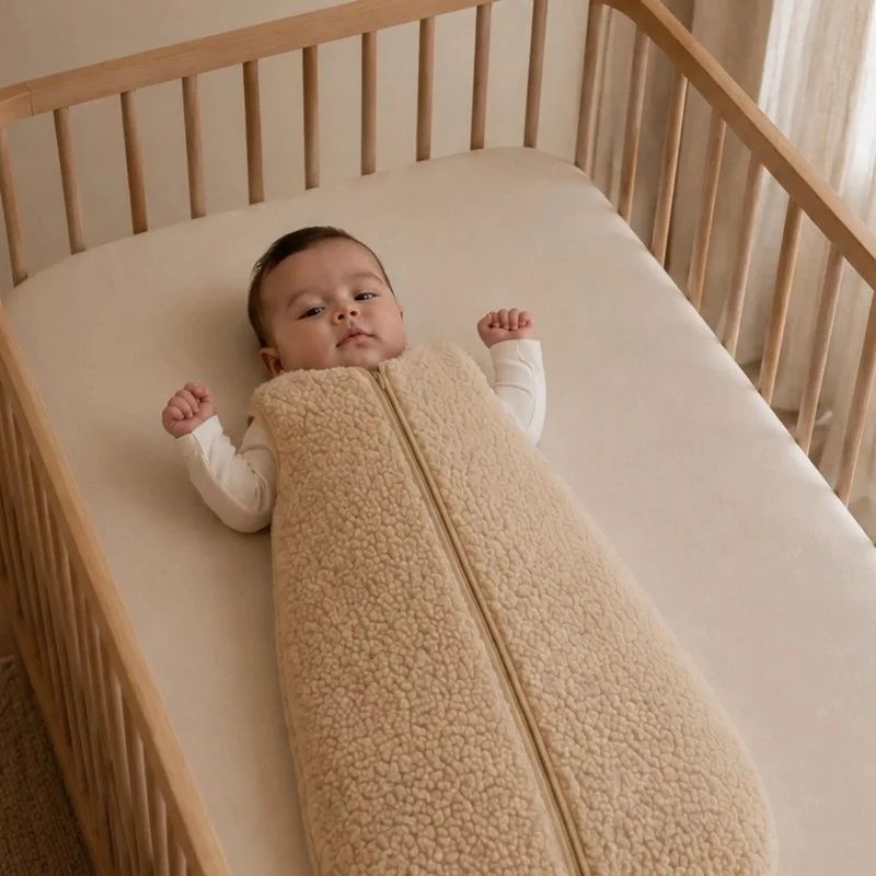 Merino sleepingbag beige 6-12 mnd