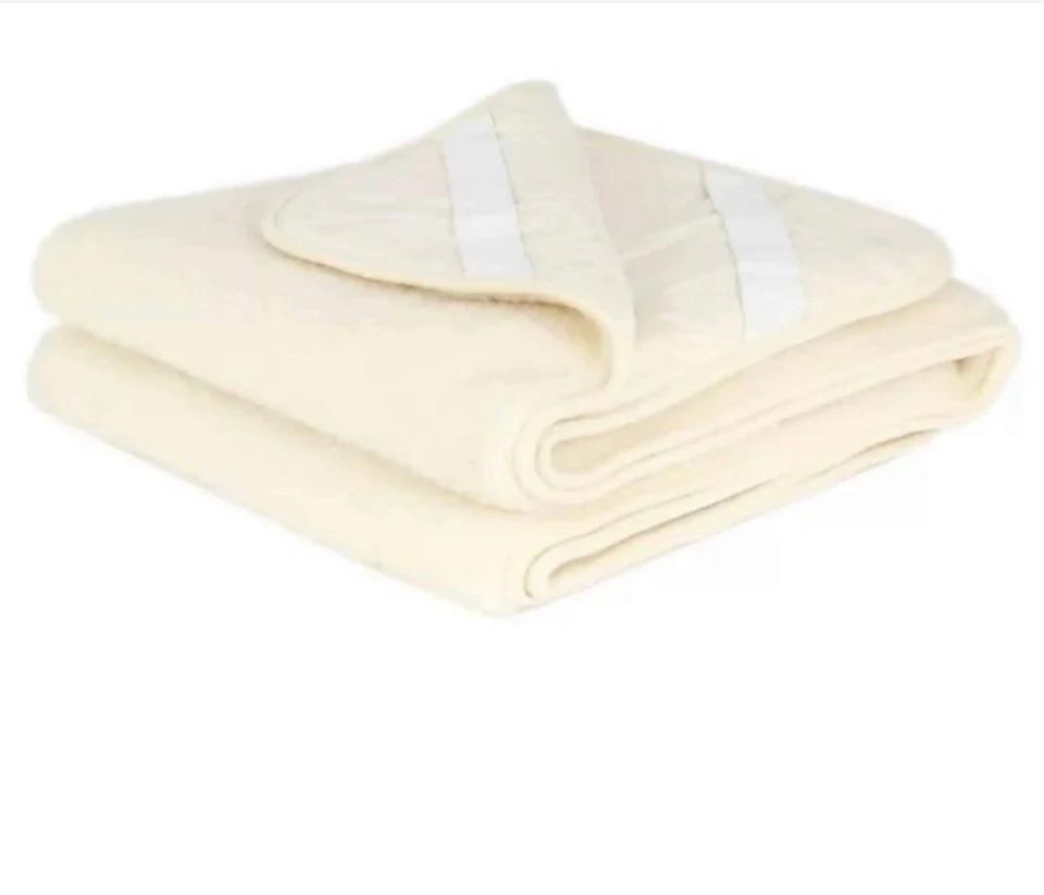 Wollen onderlegger/ onderdeken ledikant 60x120 cm- merino wol naturel