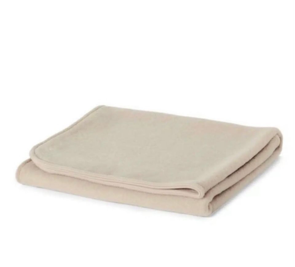 Wollen wiegdeken 75x100cm- enkellaags- merino wol beige