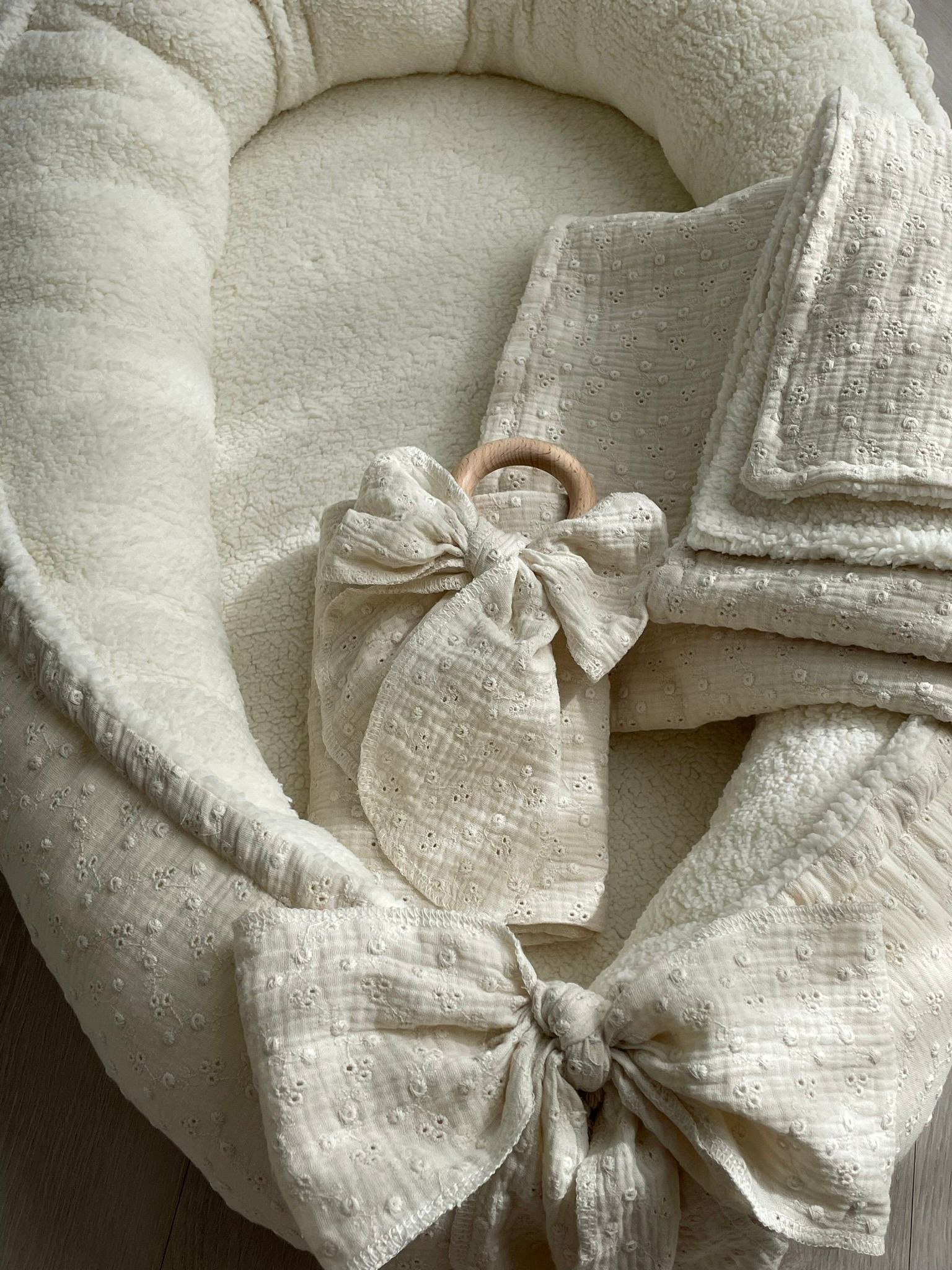 Dekentje naturel teddy embroidery