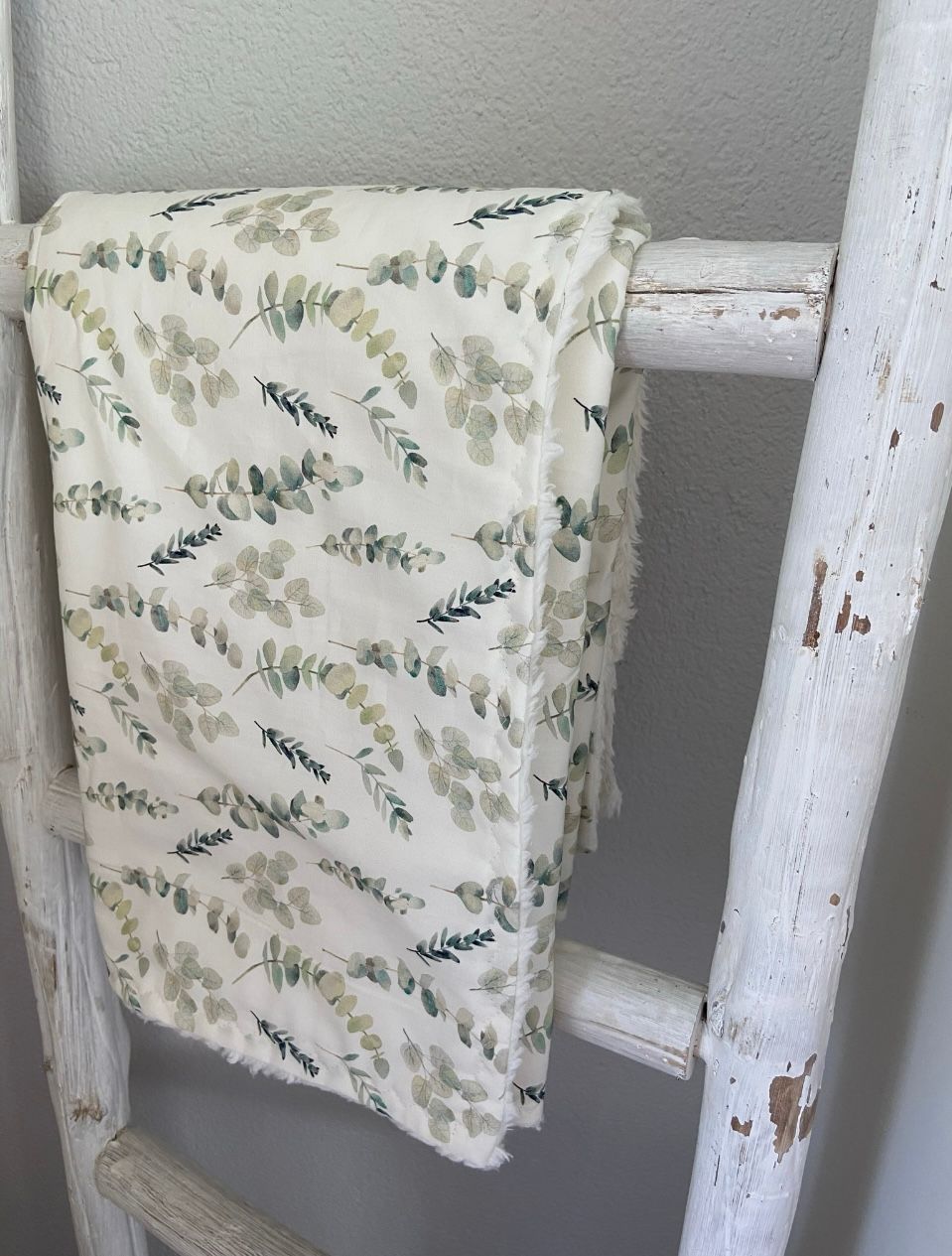 Dekentje katoen teddy eucalyptus