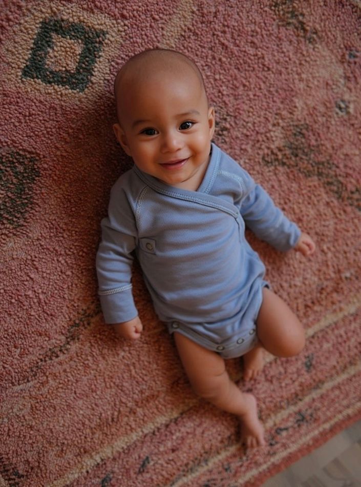 Wollen romper overslag - Blue fog