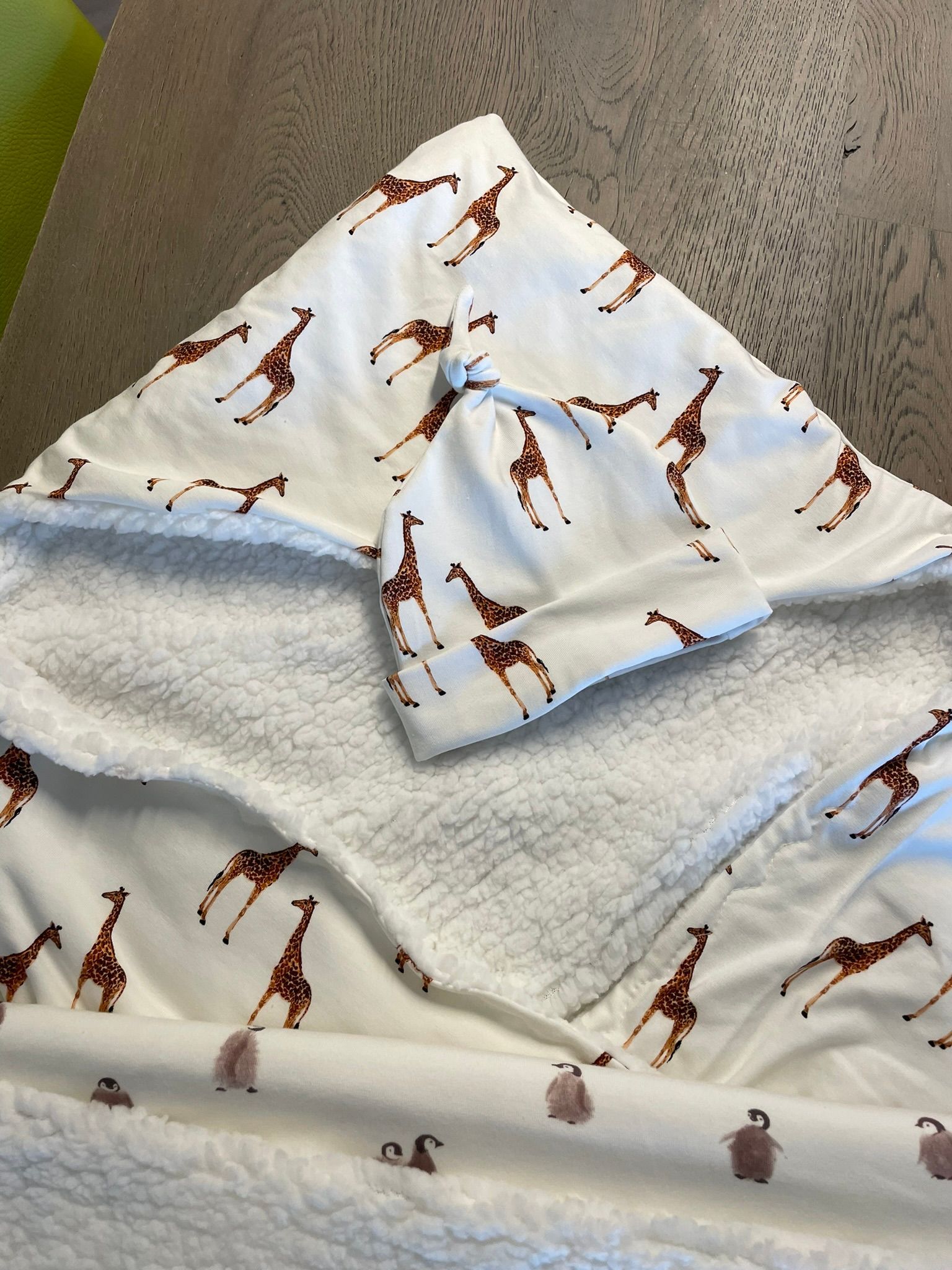 Dekentje katoen teddy giraffen
