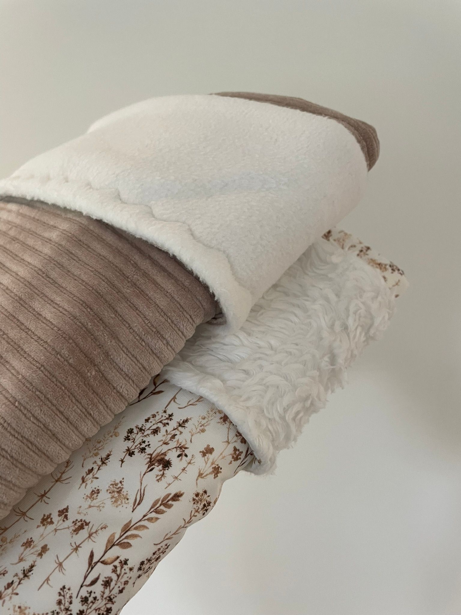 Dekentje katoen teddy droogbloemen