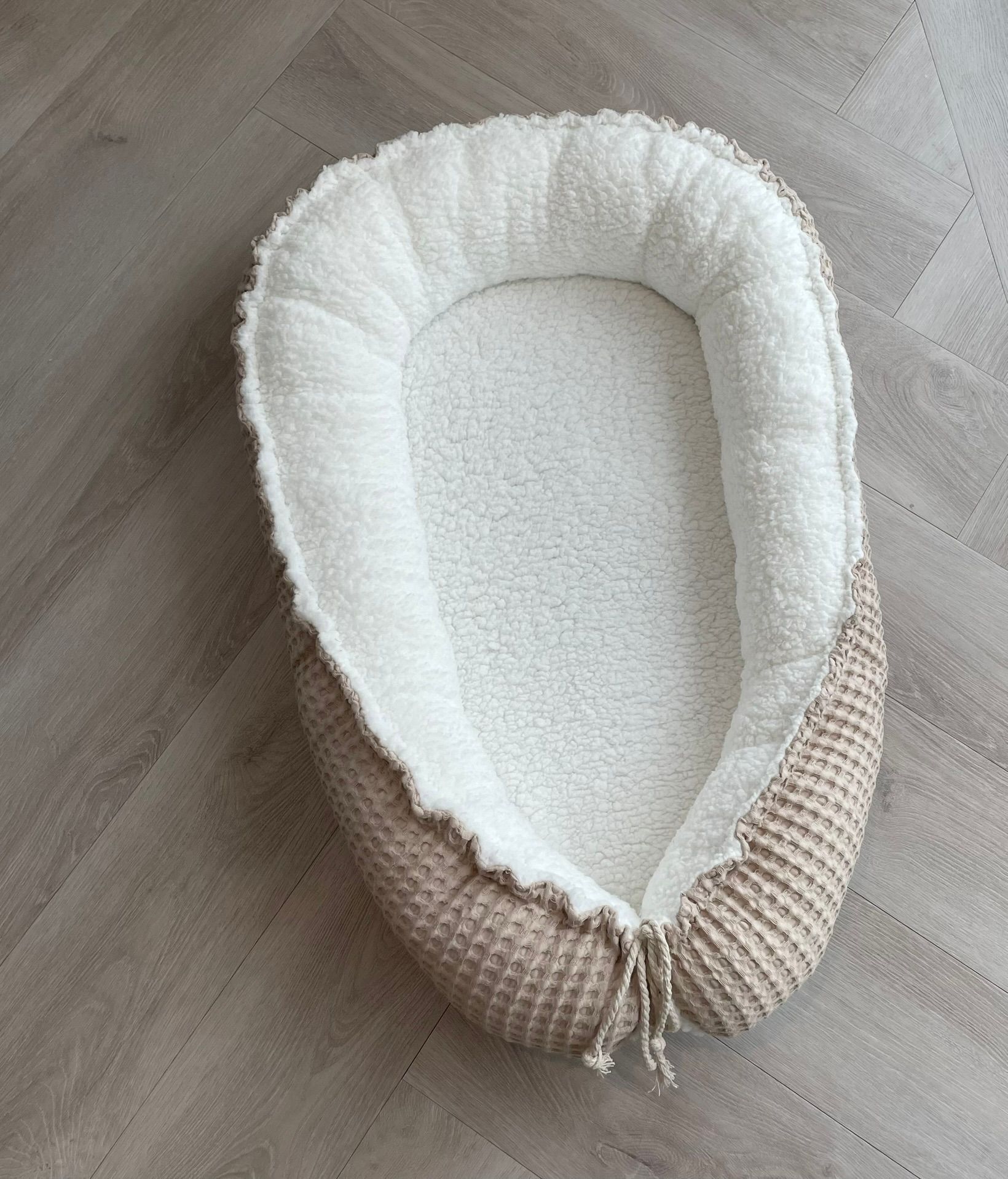 Babynestje teddy XL wafelkatoen naturel