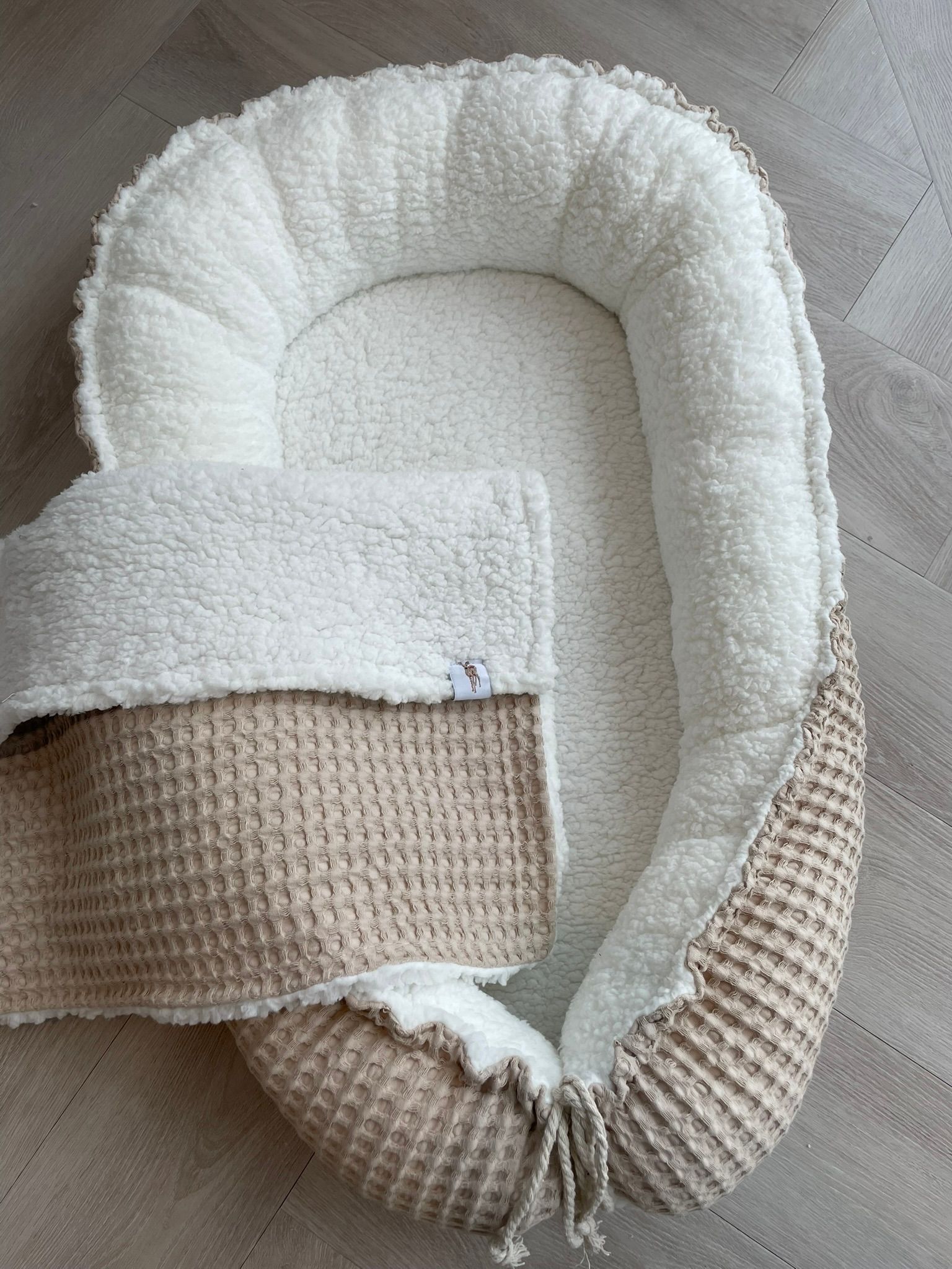 Babynestje teddy XL wafelkatoen naturel