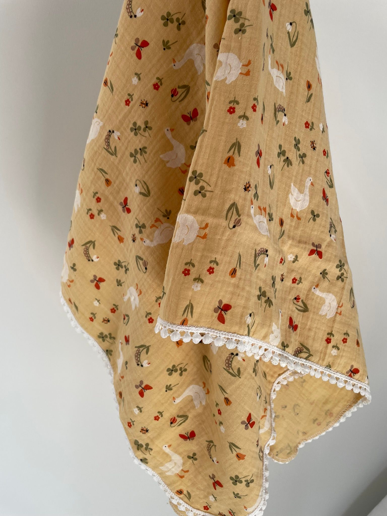 Swaddle hydrofiele doek gans bolletjes kant