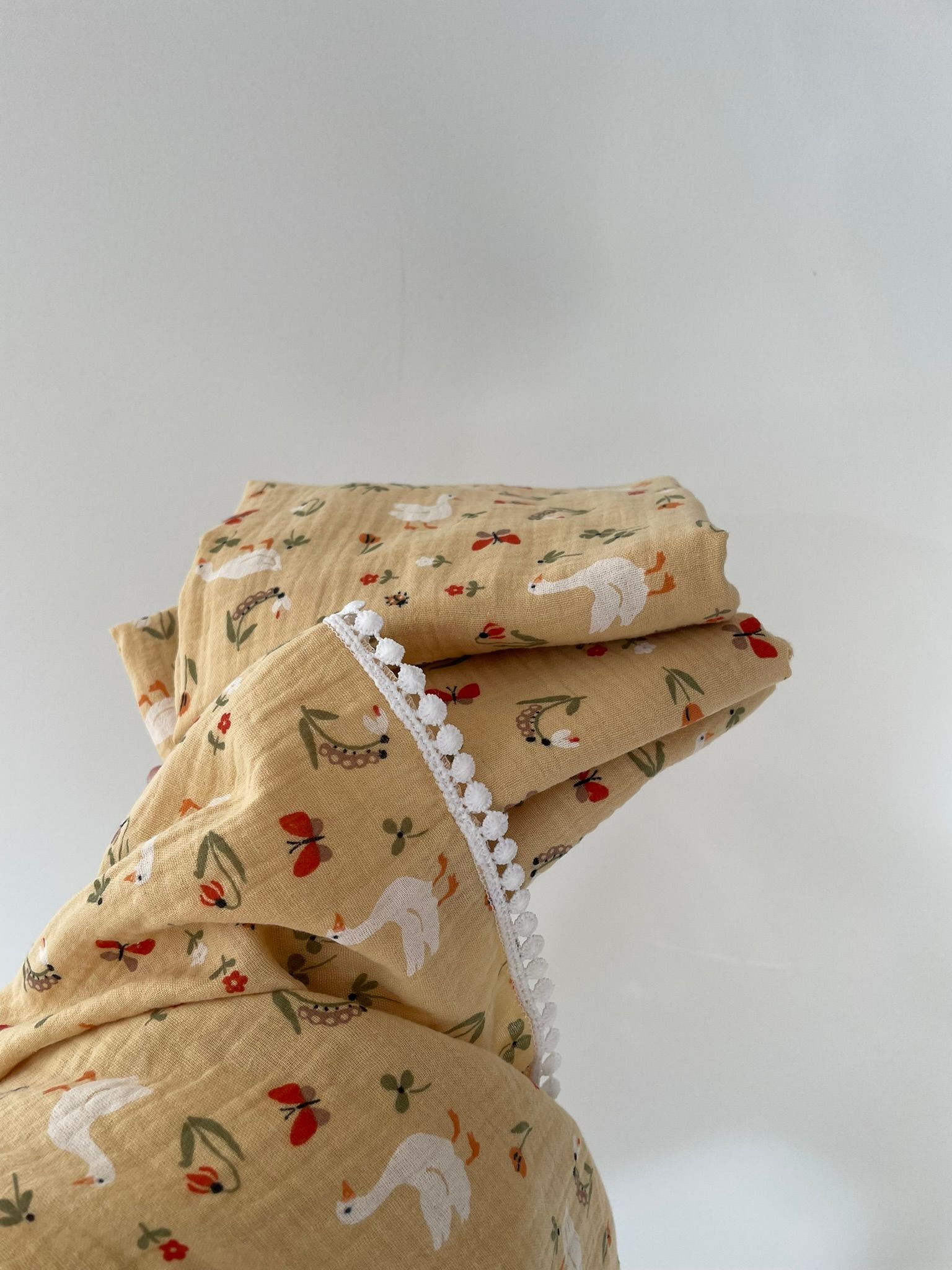 Swaddle hydrofiele doek gans bolletjes kant