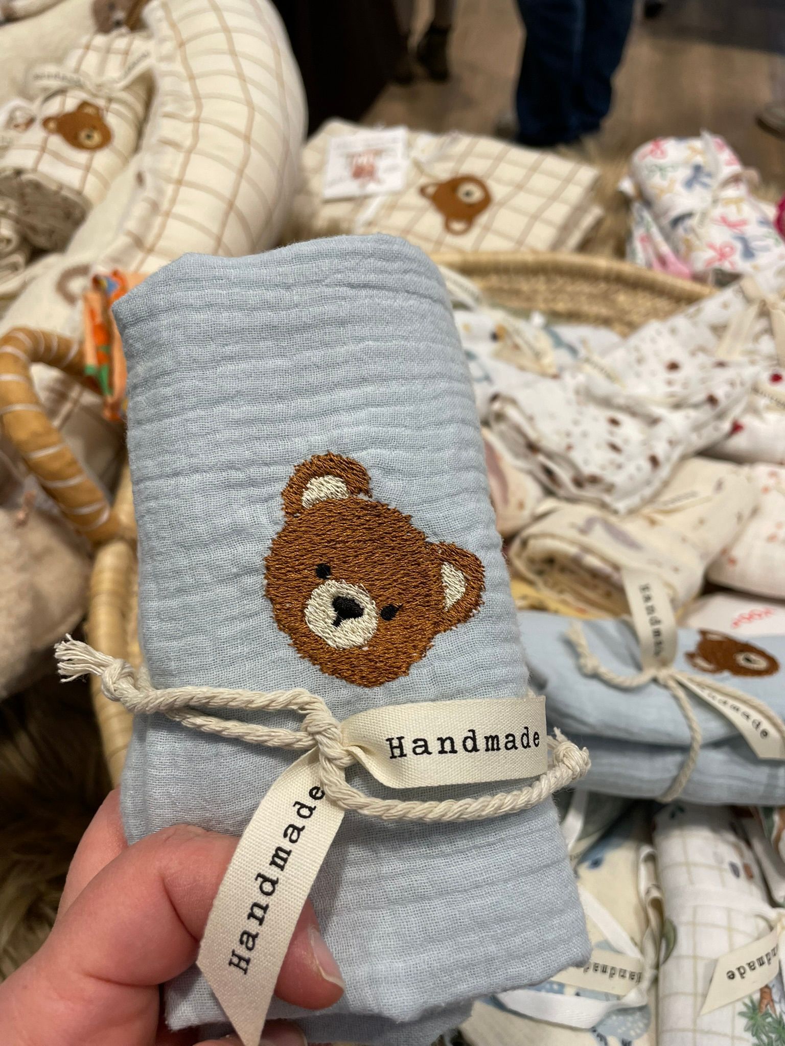 Swaddle hydrofiele doek  beer blauw