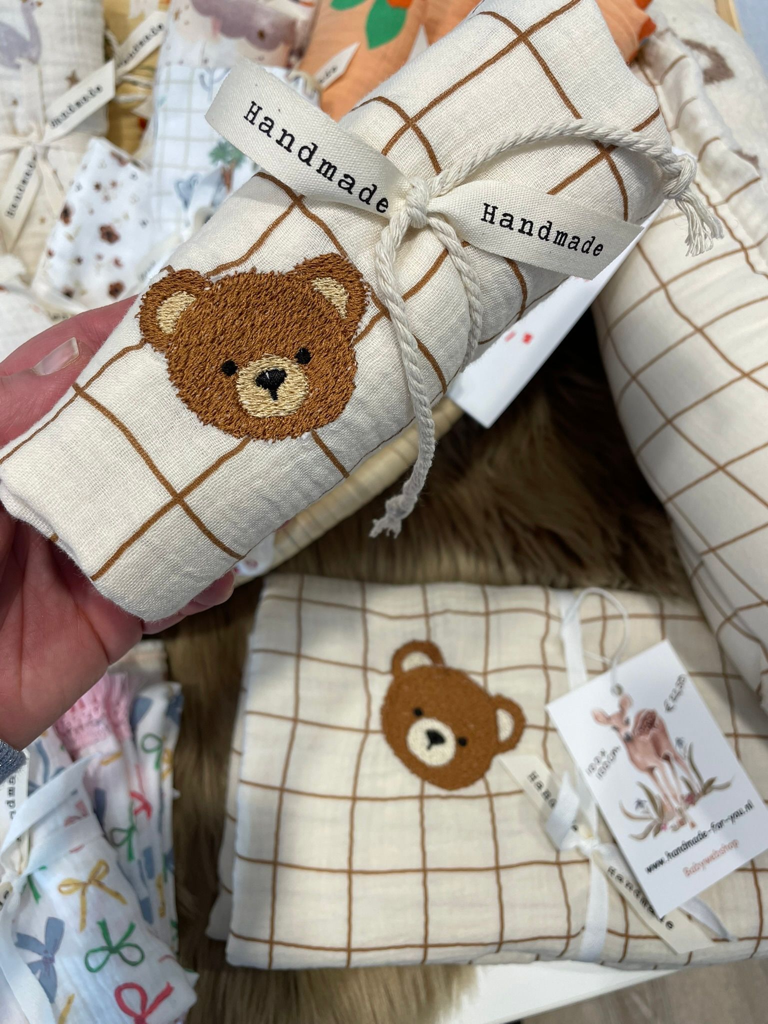 Swaddle hydrofiele doek  beer toffee