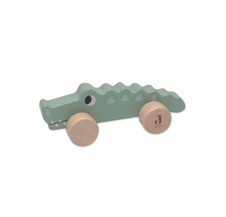 Houten krokodil op wielen - Jollein -