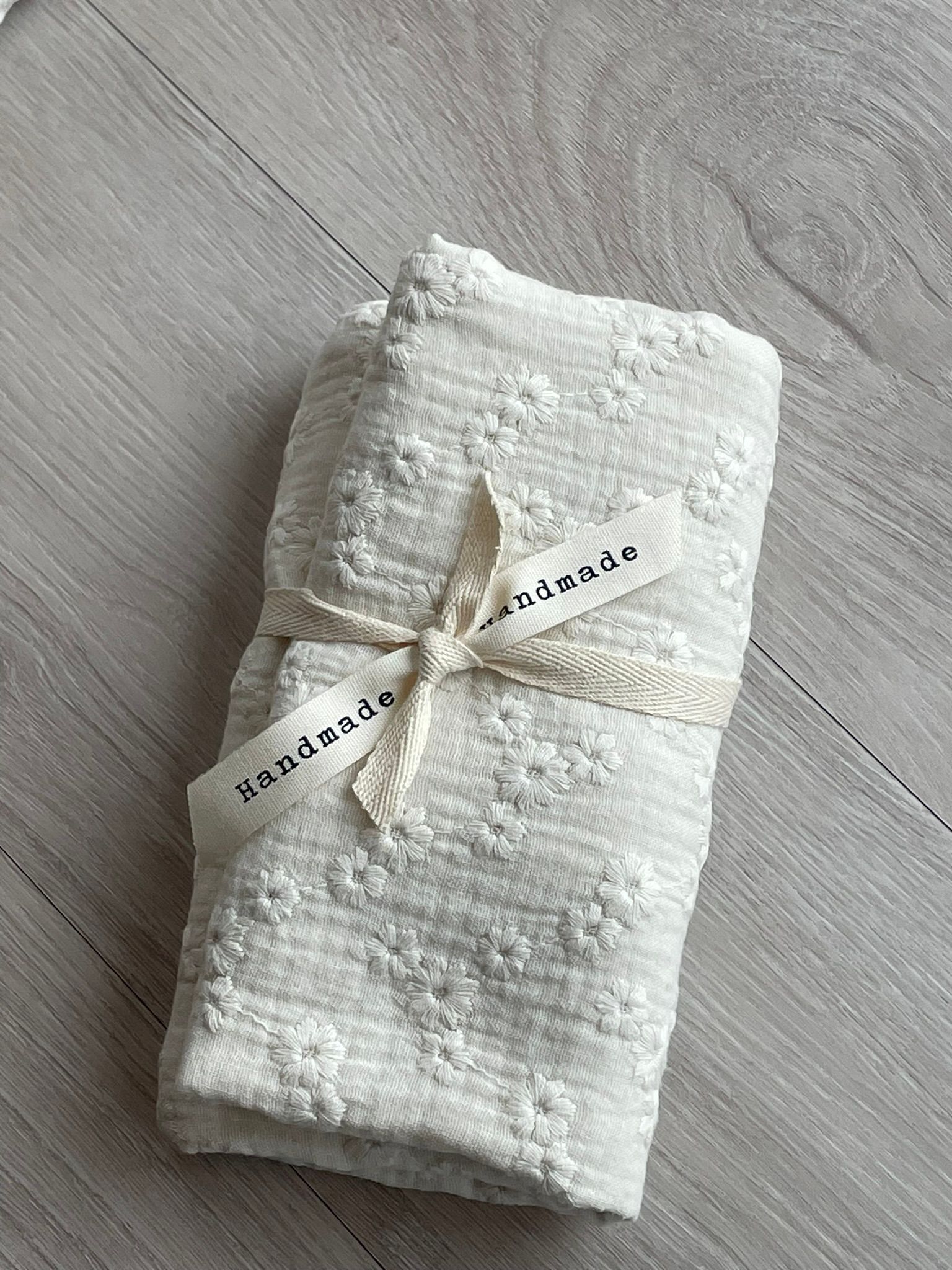Hydrofiele doek, swaddle embroidery naturel