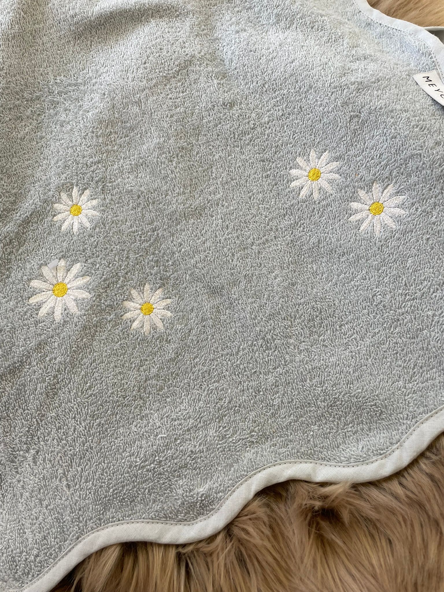 Badponcho Badstof  daisies blauw-  Meyco