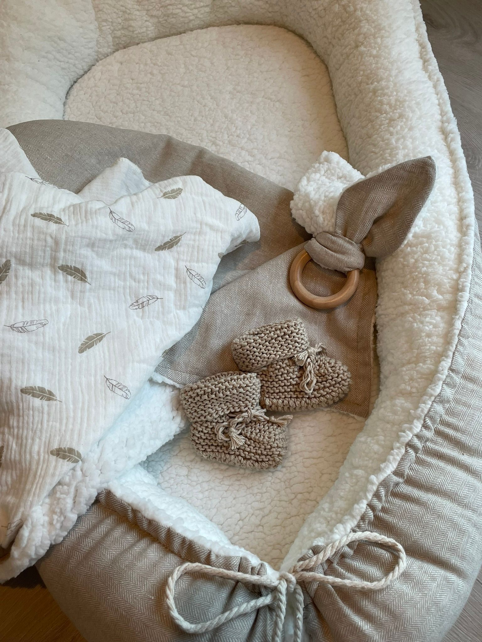 Swaddle hydrofiele doek beige veren
