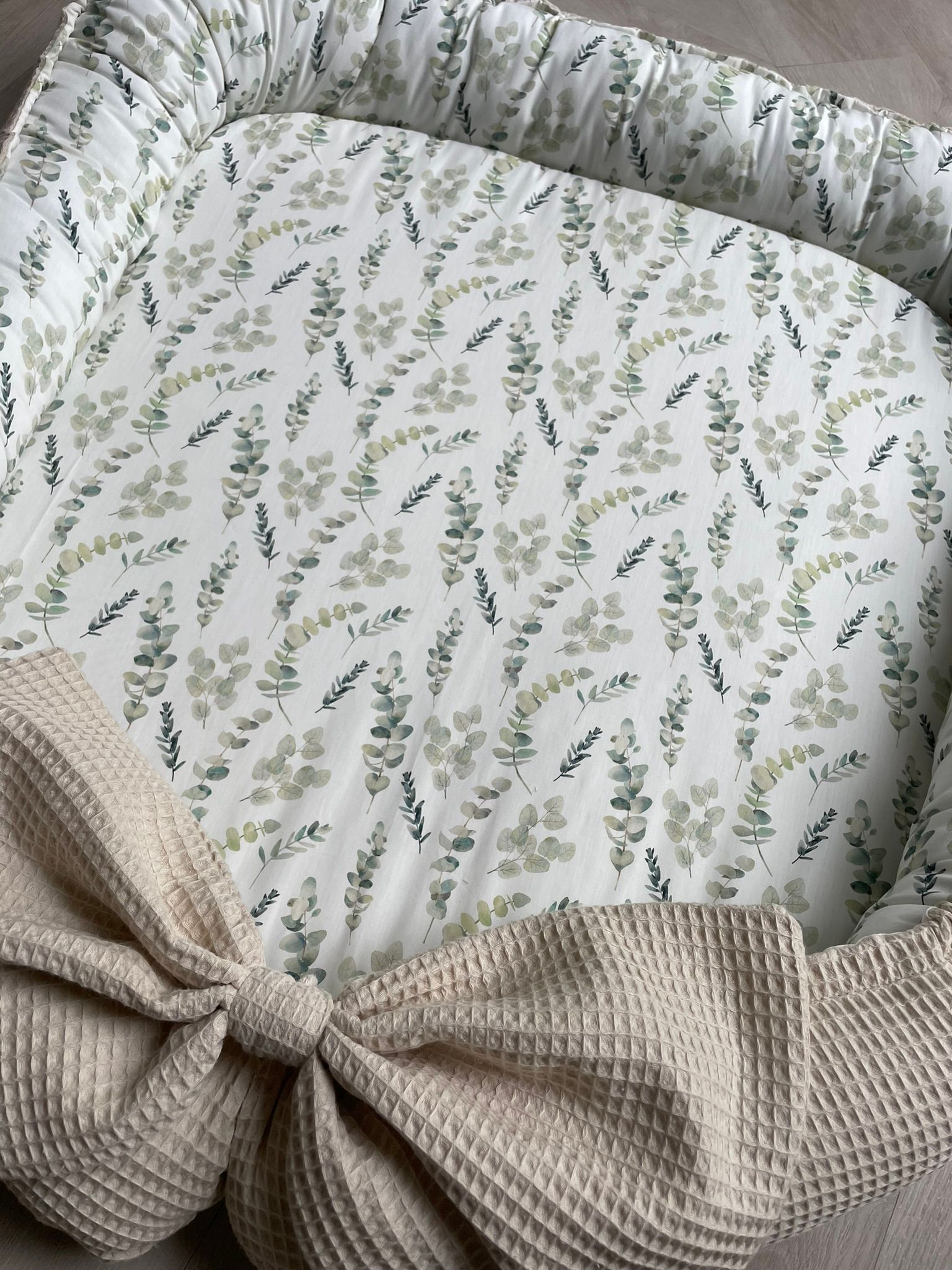 Tweelingbabynestje eucalyptus naturel